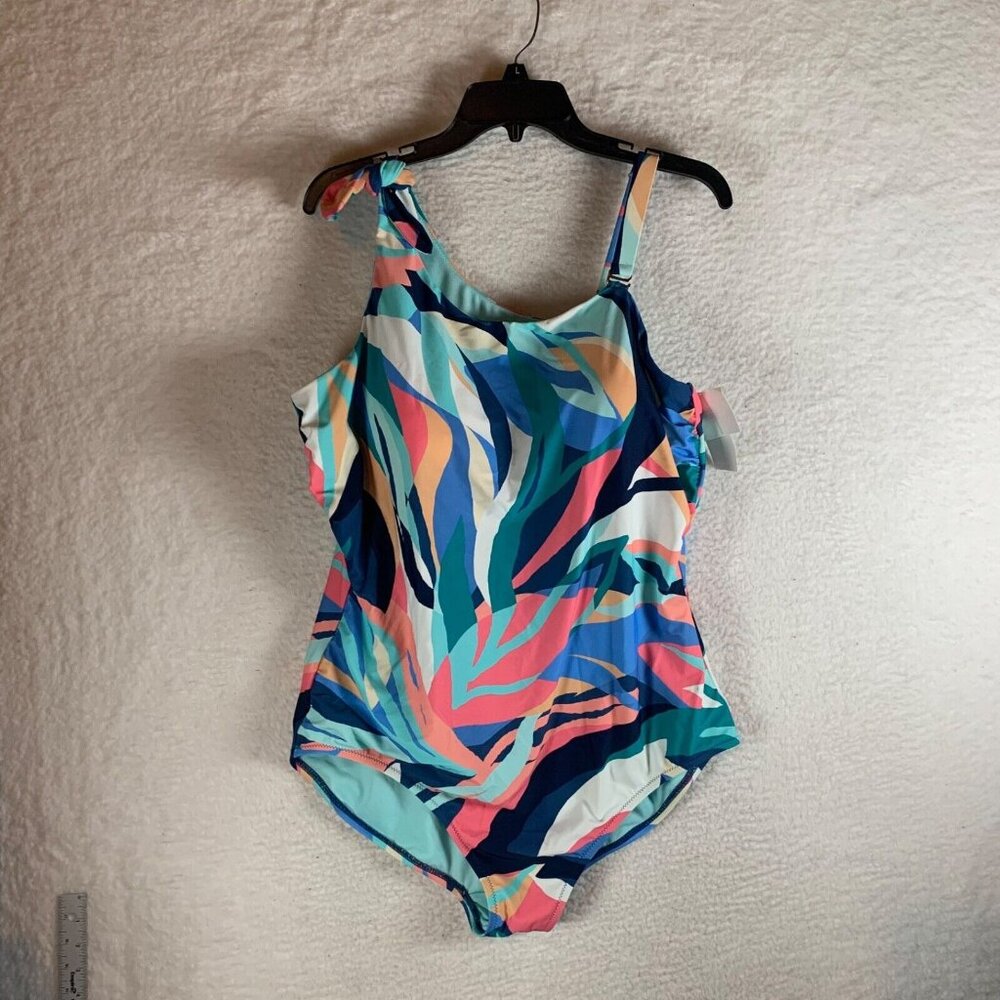 Raisins Curve Women's Marita Abstract Print One Piece Swimsuit Multi Plus Sz 22W